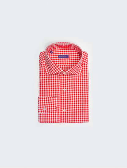 Patrick Hellmann CollectionWhite Red Shirt With Checks Gingham Pattern image548